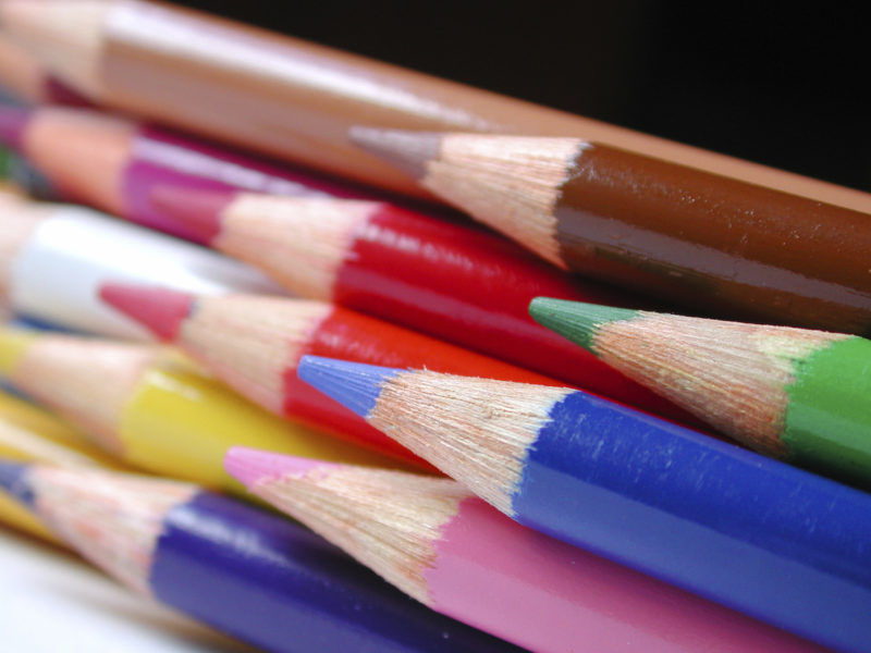 Close up of coloured pencils